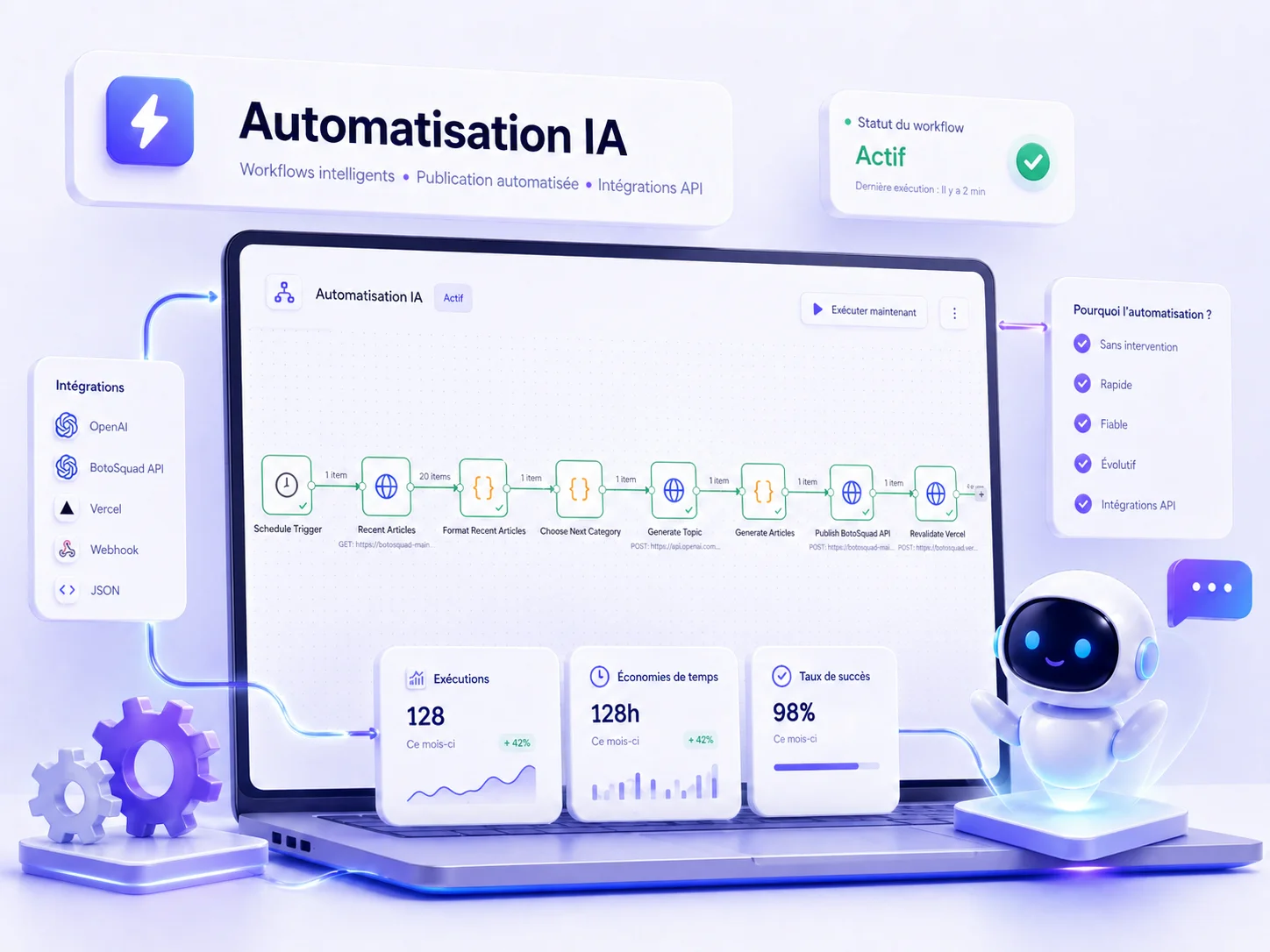 Automatisation IA de workflows n8n par l'agence BotoSquad Rabat