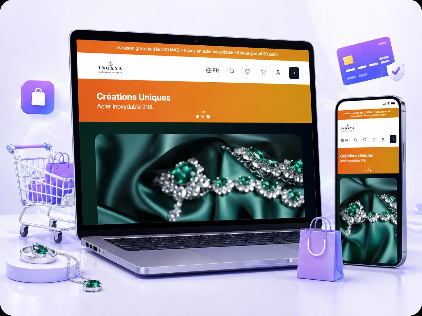 Site e-commerce bijoux Inoxya développé par BotoSquad